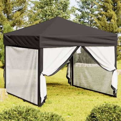 vidaXL - Partytent - inklapbaar - met - zijwanden - 3x3 - m - antracietkleurig