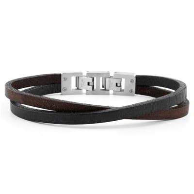 Donkerkleurige & Stalen Roy Enkele Wikkelarmband