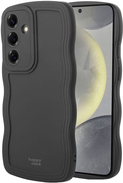 HappyCase Wavy | Hoesje Geschikt voor Samsung Galaxy S24 | TPU Back Cover | Zwart