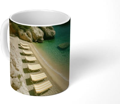 Mok - Koffiemok - Strandbedden - Zee - Stenen - Baai - Mokken - 350 ML - Beker - Koffiemokken - Theemok