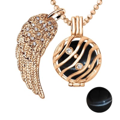 Engelenroeper 18mm Bolhouder met Ketting 90cm en Bolletje - Dames - Roségoudkleurig Golven - EBS18073