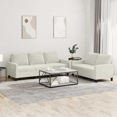 vidaXL - 2-delige - Loungeset - met - kussens - fluweel - crèmekleurig