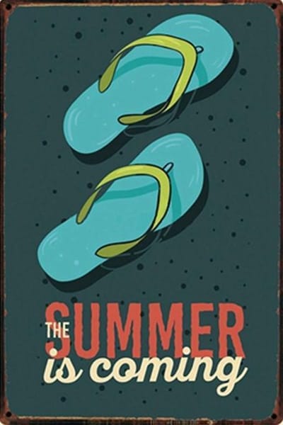 Metalen wandbord Slippers - strand - zomer - TH commerce 9031