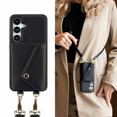 Selencia Hoesje - Geschikt voor Samsung Galaxy S24 / S25 - Sera Koordhoes met pashouder envelop - Zwart