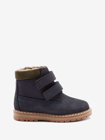 Next - Jongens - Leren thermische Thinsulate™-gevoerde werklaarzen met klittenbandsluiting - Blauw