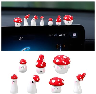 Dailygoods - 7-delige Set Schattige Mini-Paddenstoelen voor Auto Interieurdecoratie