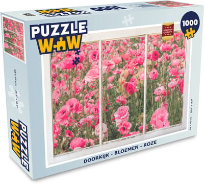 Puzzel Doorkijk - Bloemen - Roze - Legpuzzel - Puzzel 1000 stukjes volwassenen