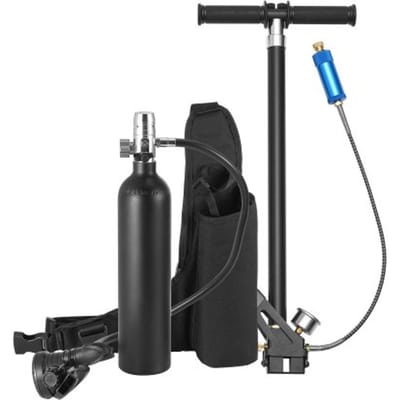 VEVOR Scuba Diving Tank Zuurstofcilinder voor duiken Ondersteunt 5-10 minuten onderwaterademen, 30 m duikdiepte, Navulbare snorkelluchttank met pomp voor onderwaterverkenning