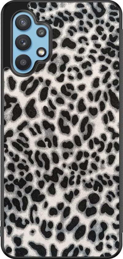 Leuke Telefoonhoesjes - Hoesje geschikt voor Samsung Galaxy A32 5G - Luipaard grijs - Backcover zwart - Luipaardprint - Grijs
