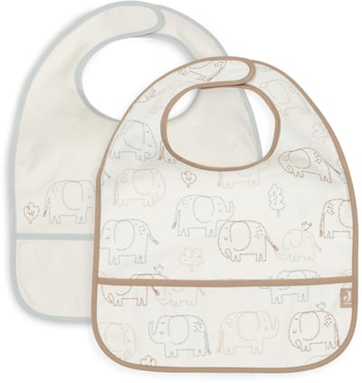 Jollein Slabbetjes Waterproof - 2 Stuks - 30 cm - Elephant Tales