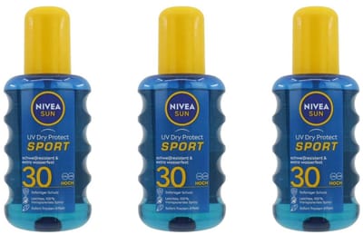 Nivea | 3 x SUN 200 ml zonnebrandspray SPF 30 | UV dry protect Sport | transparant spray