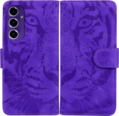 Coverup Hoesje - Geschikt voor Samsung Galaxy A16 5G Hoesje - Coverup Tiger Book Case - Paars