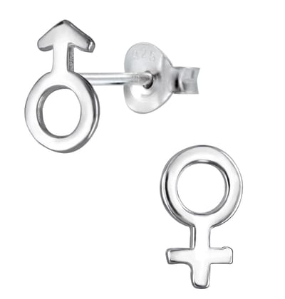 Joy|S - Zilveren man en vrouw symbool oorbellen - 5 x 9 mm - gepolijst