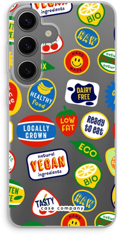 Case Company® - Hoesje geschikt voor Samsung Galaxy S24 hoesje - Fruitsticker - Soft Cover Telefoonhoesje - Bescherming aan alle Kanten en Schermrand