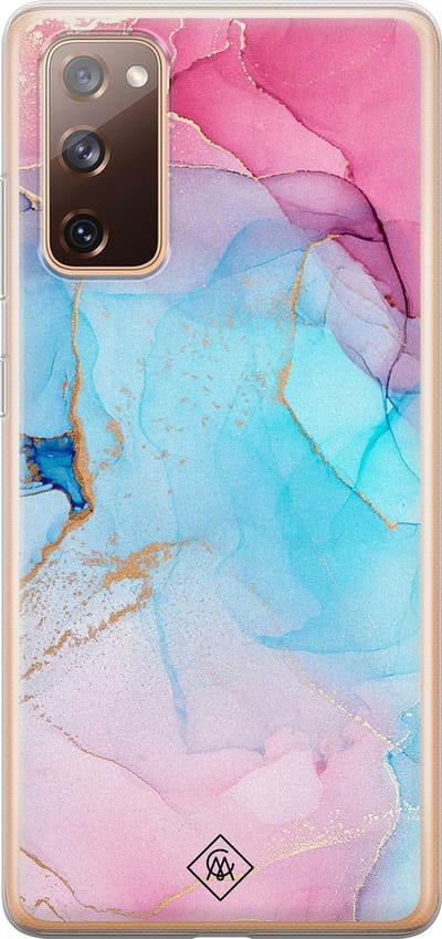 Casimoda® hoesje - Geschikt voor Samsung S20 FE - Marmer blauw roze - Backcover - Siliconen/TPU - Multi