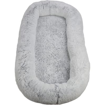 Menselijk Hondenkussen Zacht Gezellig Rond Spons Reuze Bont Hondenkussen voor Volwassenen Huisdieren Winter Machine 165 X 100 X 25cm / 65 X 39.4 X 9.8in white
