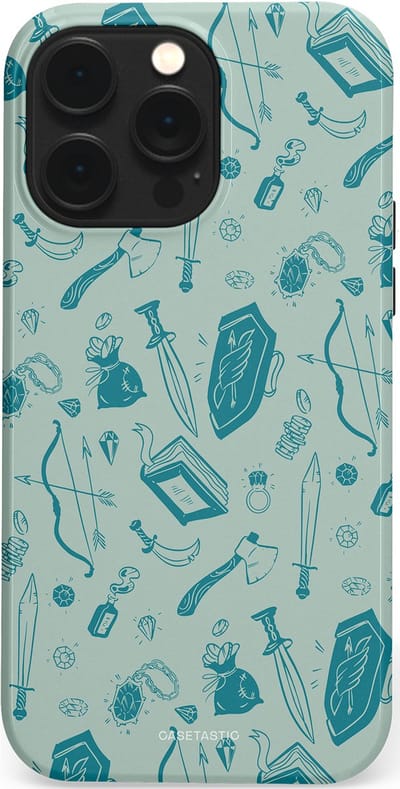 Casetastic Hoesje Geschikt voor Apple iPhone 14 Pro Max Magsafe - Stijlvolle Beschermende Duo-layer Case - Avontuurlijke buit vol wapens