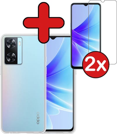 Hoesje - Met 2x Screenprotector - Geschikt voor OPPO A57 - Sterk & Shockproof - Telefoon Hoes - Back Cover - Siliconen Case - Telefoonhoes - Transparant