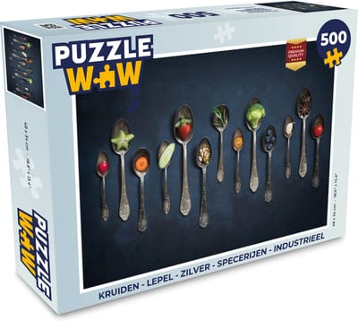 Puzzel Kruiden - Lepel - Zilver - Specerijen - Industrieel - Legpuzzel - Puzzel 500 stukjes