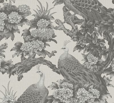 BLOEMEN MET PAUWEN BEHANG | Landhuisstijl - Grijs Beige - Living Walls Michalsky 5