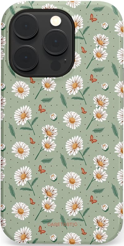 Casetastic Hoesje Geschikt voor Apple iPhone 14 Pro Magsafe - Stijlvolle Beschermende Duo-layer Case - Vleugels en madeliefjes