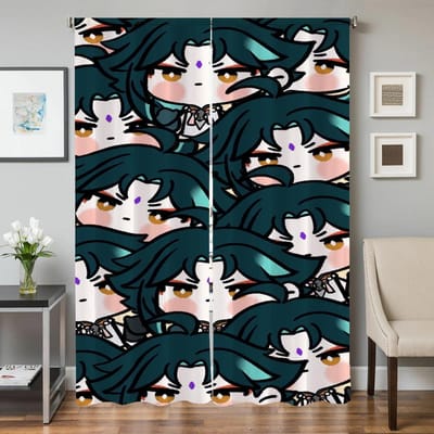 Raam Keukengordijnen voor Woonkamer 2 Stuks Verduisterende Gordijnen Deurgordijn G-genshin Impact Slaapkamer Decoratie Scheidingswand W50xH70cmx2pcs-CL black