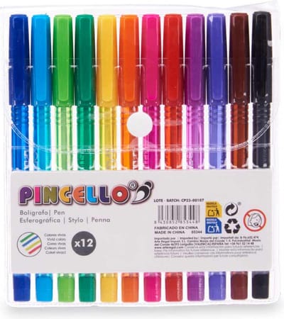 Balpennen - PINCELLO - Fluor - 12 stuks - Cadeautjes onder 10 euro