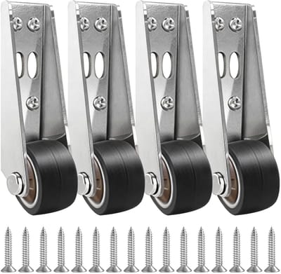 Set van 4 Deurwielen met 16 Schroeven - Stille Rubber Rollen voor Zware Poorten, Hekken en Meubels