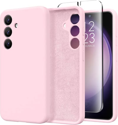 Shockproof Backcover - Liquid Silicone Soft Hoesje + 2x Screenprotector - Geschikt voor: Samsung Galaxy A35 - Lichtroze