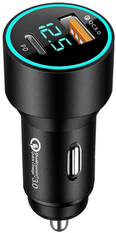 Autolader USB - 12/24 volt usb autolader - 2-Poorts USB-C en USB-A Car Charger - Sigarettenaansteker - 38W Auto Oplader Telefoon met Quick Charge 3.0 en Power Delivery - Zwart