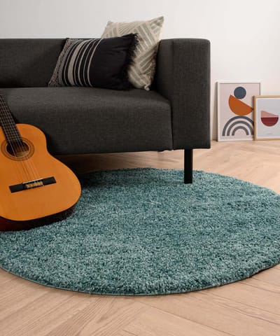 Rond hoogpolig vloerkleed - Shaggy Trend lichtblauw 80