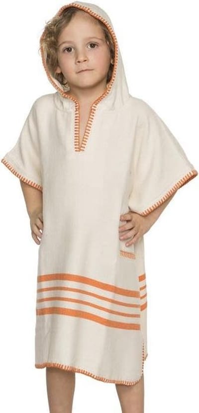 Kinder Strandponcho Natural Orange - 2-3 jaar - - jongens/meisjes/unisex pasvorm - poncho handdoek voor kinderen met capuchon - zwemponcho - badcape - badponcho