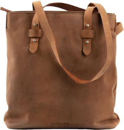 HAROLD'S Leren Schoudertas Antic Twin - Shopper Upend Nature Bruine