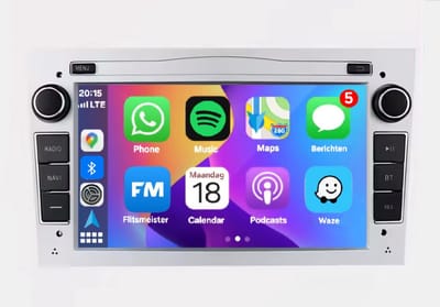 Autoradio 1/32GB met Carplay en Android auto | Geschikt voor Opel Astra H, Corsa D, Vectra C, Combo, Antara, Zafira, Meriva, Vivaro, Tigra 2001-2013 | Radio scherm met Navigatie | 2001 2002 2003 2004 2005 2006 2007 2008 2009 2010 2011 2012 | Zilver
