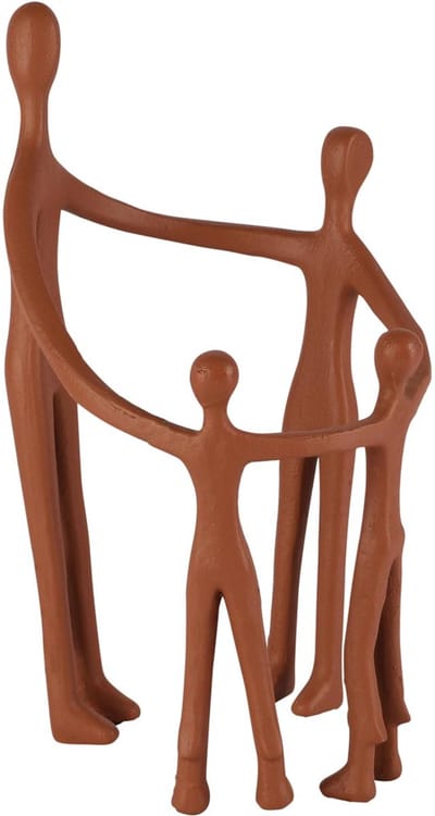 Dekoratief | Deco gezin in kring, naturel, resina, 15x15x26cm | A260450