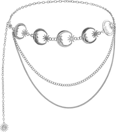 WiseGoods Premium Tailleriem Maan Dames - Damesriem - Riem Vrouw- Riemen Vrouwen - Dameskleding - Kleding Accessoires - Zilver