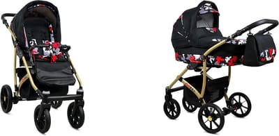Kinderwagen 2in1 - Wandelwagen Reiswieg - Baby Vervoeren - Lichtgewicht Aluminium - 14 Kilogram - Zwart