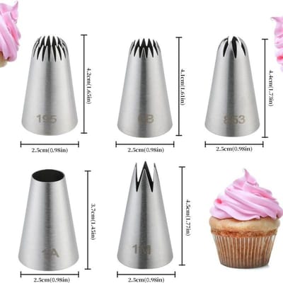5-delige Roestvrijstalen Spuitmondjesset Cake Cupcake Drop Bloem Roos Gebak Mondstukken Bakbenodigdheden #1M 6B 195 1A 853