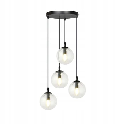 Emibig COSMO hanglamp Zwart/Transparant Glas Metaal 4x E14 10W