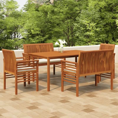 vidaXL - 5-delige - Tuinset - met - kussens - massief - acaciahout