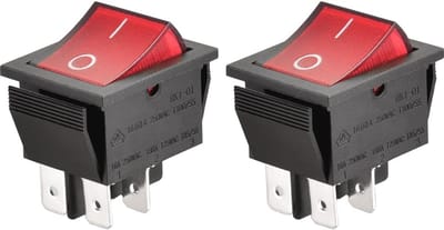 DPDT Aan-uit Tuimelschakelaar met 4 Eindpunten - 16A 250V AC, Rood Oplichtend