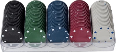 Poker Fiches 40 mm – 100 Stuks Assorti in Box – Lichtgewicht Casinofiches in 5 Kleuren – Poker Set voor Thuis en Spelavonden – Engelhart