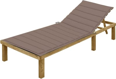 Houten ligstoel - Tuinstoel relax - Buiten ontspannen - Verstelbare rugleuning - 200 x 70 cm - Taupe kussen