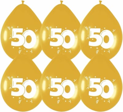 Thema 50 jaar ballonnen - goud - leeftijd of jubileum - 24x stuks - getrouwd - party