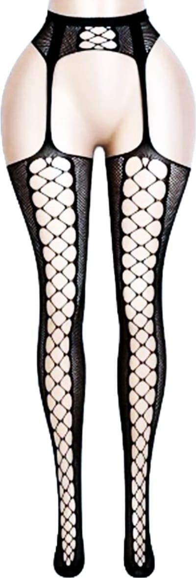 BamBella ® - Panty -Onesize - open kruis hoge kousen broek Dames - Onesize - sexy Erotische lingerie van kant zwart