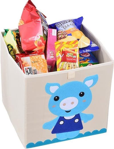Frusqo opbergmand kind met dier, opbergdoos vilt varkentje, opbergbox, speelgoedmand, mand babykamer