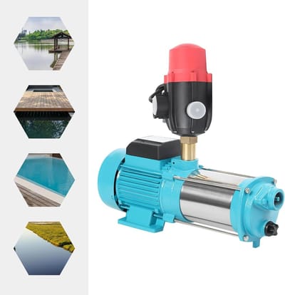 Centrifugaalpomp - Waterpomp - Huiswatersysteem - Roestvrijstalen kop - 98m Opvoerhoogte - Zilver