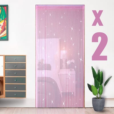 Unyqoos ® Draadgordijn Set met Glanzend Glittereffect voor Feestelijke Decoratie en Ruimteverdeling, 2 stuks, 100 x 200 cm