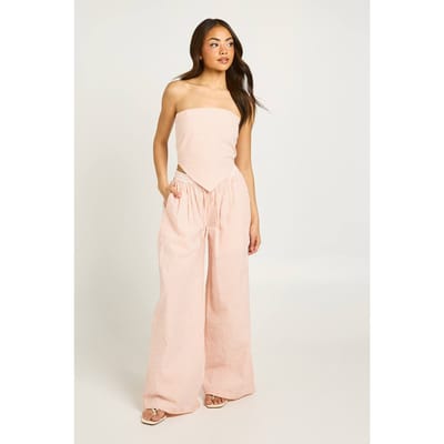 boohoo Dames Geruite Seersucker Sjaal Top En Broek Co-ord | Abrikoos | Maat: 36
