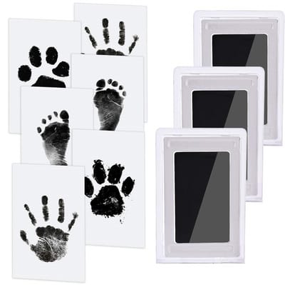 EXCITAT Hand- en voetafdrukset - Inktloze stempelkussens - Clean Touch stempels - Geschikt voor honden- en kattenpoten, souvenirs voor babyshowers - 3 stuks